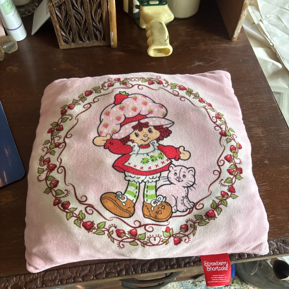 Strawberry Shortcake Squishy Plush Pillow 14"X14"X3.5" Girls Room Decor